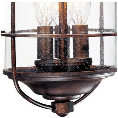 Franklin Iron Works Industrial Rustic Outdoor Light Fixture Bronze 16 1/4" Clear Seedy Glass Lantern for Exterior House Porch 5 Franklin Iron Works Industrial Rustic Outdoor Light Fixture Bronze 16 1/4" Clear Seedy Glass Lantern for Exterior House Porch - Image 3