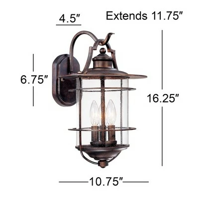 Franklin Iron Works Industrial Rustic Outdoor Light Fixture Bronze 16 1/4" Clear Seedy Glass Lantern for Exterior House Porch 6 Franklin Iron Works Industrial Rustic Outdoor Light Fixture Bronze 16 1/4" Clear Seedy Glass Lantern for Exterior House Porch - Image 4