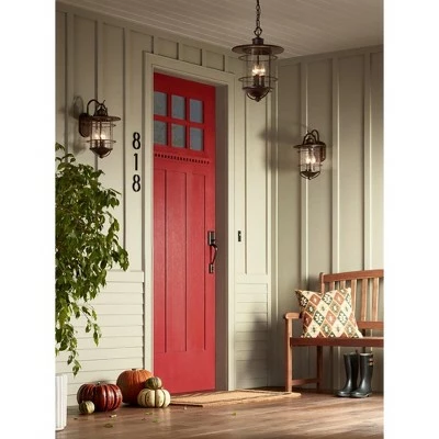 Franklin Iron Works Industrial Rustic Outdoor Light Fixture Bronze 16 1/4" Clear Seedy Glass Lantern for Exterior House Porch 7 Franklin Iron Works Industrial Rustic Outdoor Light Fixture Bronze 16 1/4" Clear Seedy Glass Lantern for Exterior House Porch - Image 5