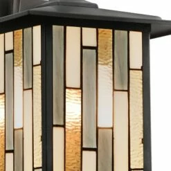 11.75" Stained Glass 1-Light Prairie Style Outdoor Wall Lantern Sconce Oil-Rubbed Bronze - River of Goods -Outdoor Lighting Sales Shop unnamed file 3785