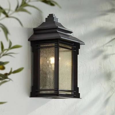 Franklin Iron Works Rustic Farmhouse Outdoor Wall Light Fixture Walnut Bronze 16 1/2" Frosted Cream Glass for House Porch Patio 2 Franklin Iron Works Rustic Farmhouse Outdoor Wall Light Fixture Walnut Bronze 16 1/2" Frosted Cream Glass for House Porch Patio