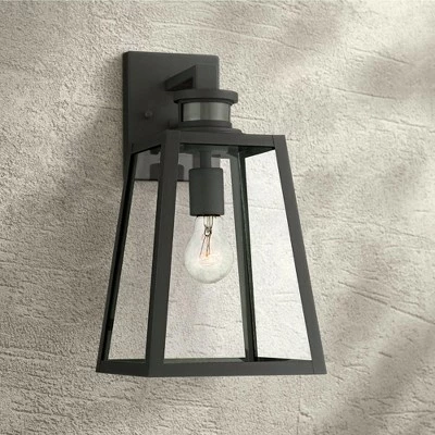 John Timberland Modern Industrial Outdoor Wall Light Fixture Black 14 3/4" Clear Glass Dusk to Dawn Motion Sensor for Porch Patio 2 John Timberland Modern Industrial Outdoor Wall Light Fixture Black 14 3/4" Clear Glass Dusk to Dawn Motion Sensor for Porch Patio