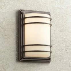 John Timberland Modern Outdoor Wall Light Fixtures Set of 2 Oil Rubbed Bronze 11" LED Opal Glass Shade Exterior House Porch Patio -Outdoor Lighting Sales Shop unnamed file 3838