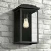 John Timberland Rustic Industrial Outdoor Wall Light Fixture Textured Black Metal 18 1/2" Clear Glass Exterior House Porch Patio