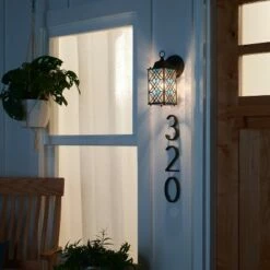 10.25" 1-Light Traditional Satin Outdoor Stained Glass Lantern Wall Sconce Black - River of Goods -Outdoor Lighting Sales Shop unnamed file 3865