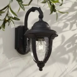 John Timberland Traditional Outdoor Wall Light Fixture Carriage Style Black 14 1/2" Clear Seeded Glass for Exterior House Porch