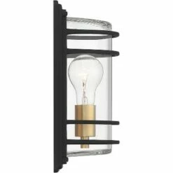 John Timberland Modern Industrial Outdoor Wall Light Fixture Black Brass 11" Clear Glass Exterior House Porch Patio Outside Deck -Outdoor Lighting Sales Shop unnamed file 3885