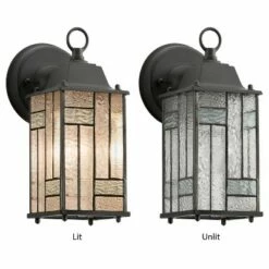 10.25" Stained Glass 1-Light Prairie Style Outdoor Lantern Wall Sconce - River of Goods -Outdoor Lighting Sales Shop unnamed file 3890