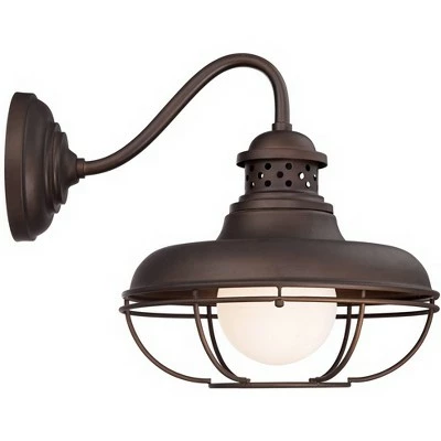 Franklin Iron Works Farmhouse Outdoor Barn Light Wall Fixture Oiled Bronze Open Cage 16" White Glass Orb Diffuser for Exterior House 6 Franklin Iron Works Farmhouse Outdoor Barn Light Wall Fixture Oiled Bronze Open Cage 16" White Glass Orb Diffuser for Exterior House - Image 4