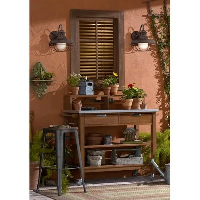 Franklin Iron Works Farmhouse Outdoor Barn Light Wall Fixture Oiled Bronze Open Cage 16" White Glass Orb Diffuser for Exterior House 8 Franklin Iron Works Farmhouse Outdoor Barn Light Wall Fixture Oiled Bronze Open Cage 16" White Glass Orb Diffuser for Exterior House - Image 6