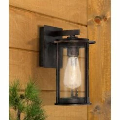 Franklin Iron Works Vintage Industrial Outdoor Wall Light Fixture Bronze Lantern 10 1/2" Seeded Glass Cylinder for Exterior Porch -Outdoor Lighting Sales Shop unnamed file 3903