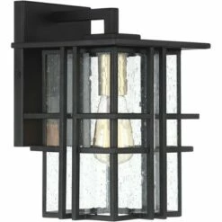 Possini Euro Design Modern Outdoor Wall Light Fixture Black Geometric Frame 16" Seedy Glass for Exterior House Porch Patio Deck -Outdoor Lighting Sales Shop unnamed file 3919