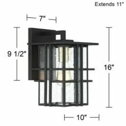 Possini Euro Design Modern Outdoor Wall Light Fixture Black Geometric Frame 16" Seedy Glass for Exterior House Porch Patio Deck -Outdoor Lighting Sales Shop unnamed file 3921