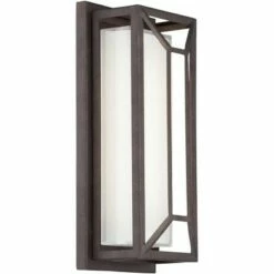 Possini Euro Design Modern Outdoor Wall Light Fixture LED Painted Bronze Geometric 12" White Etched Glass for Exterior House Porch -Outdoor Lighting Sales Shop unnamed file 3925