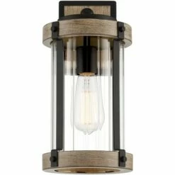 John Timberland Rustic Outdoor Wall Light Fixture Black Metal Gray Wood Finish 13 3/4" Clear Glass Exterior House Porch Patio Deck Garage -Outdoor Lighting Sales Shop unnamed file 3929