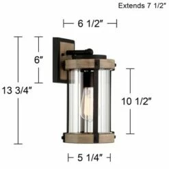 John Timberland Rustic Outdoor Wall Light Fixture Black Metal Gray Wood Finish 13 3/4" Clear Glass Exterior House Porch Patio Deck Garage -Outdoor Lighting Sales Shop unnamed file 3932
