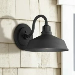 Franklin Iron Works Modern Industrial Outdoor Barn Lights Fixtures Set of 2 Black Dusk to Dawn 10 1/2" Exterior House Porch Patio -Outdoor Lighting Sales Shop unnamed file 3958