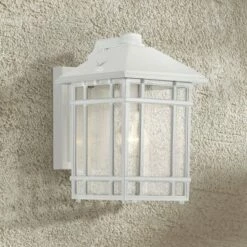 Kathy Ireland Sierra Craftsman 11"H White Dusk-Dawn Outdoor Wall Light
