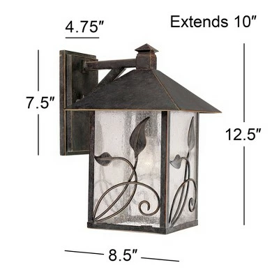 Franklin Iron Works Country Cottage Wall Light Fixture French Bronze Leaf and Vine Motif 12 1/2" Clear Seedy Glass for House Porch 4 Franklin Iron Works Country Cottage Wall Light Fixture French Bronze Leaf and Vine Motif 12 1/2" Clear Seedy Glass for House Porch - Image 3