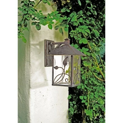 Franklin Iron Works Country Cottage Wall Light Fixture French Bronze Leaf and Vine Motif 12 1/2" Clear Seedy Glass for House Porch 5 Franklin Iron Works Country Cottage Wall Light Fixture French Bronze Leaf and Vine Motif 12 1/2" Clear Seedy Glass for House Porch - Image 4