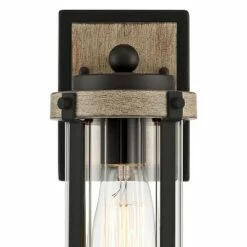 John Timberland Rustic Outdoor Wall Light Fixture Black Metal Gray Wood Finish 11 3/4" Clear Glass Exterior House Porch Patio Deck Garage -Outdoor Lighting Sales Shop unnamed file 3969