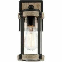 John Timberland Rustic Outdoor Wall Light Fixture Black Metal Gray Wood Finish 11 3/4" Clear Glass Exterior House Porch Patio Deck Garage -Outdoor Lighting Sales Shop unnamed file 3970