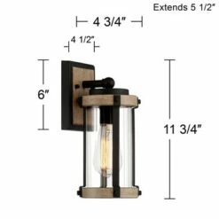 John Timberland Rustic Outdoor Wall Light Fixture Black Metal Gray Wood Finish 11 3/4" Clear Glass Exterior House Porch Patio Deck Garage -Outdoor Lighting Sales Shop unnamed file 3973