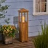47" Claudine Standing Acacia Wood Candle Outdoor Lantern Teak - Christopher Knight Home