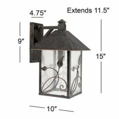 Franklin Iron Works Country Cottage Outdoor Wall Fixture French Bronze Leaf and Vine Motif 15" Clear Seedy Glass for House Porch -Outdoor Lighting Sales Shop unnamed file 3988