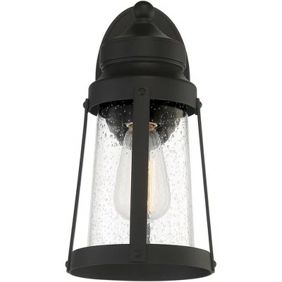 Franklin Iron Works Industrial Outdoor Wall Light Fixture Sand Black Metal 13 1/4" Clear Seedy Glass Exterior House Porch Patio 4 Franklin Iron Works Industrial Outdoor Wall Light Fixture Sand Black Metal 13 1/4" Clear Seedy Glass Exterior House Porch Patio - Image 3
