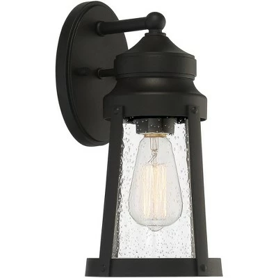 Franklin Iron Works Industrial Outdoor Wall Light Fixture Sand Black Metal 13 1/4" Clear Seedy Glass Exterior House Porch Patio 5 Franklin Iron Works Industrial Outdoor Wall Light Fixture Sand Black Metal 13 1/4" Clear Seedy Glass Exterior House Porch Patio - Image 4