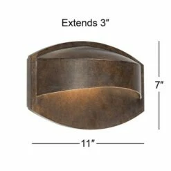 Possini Euro Design Modern Outdoor Wall Light Fixture Halogen Bronze 11" Wide Eyebrow Dark Sky for Exterior House Porch Patio Deck -Outdoor Lighting Sales Shop unnamed file 3999