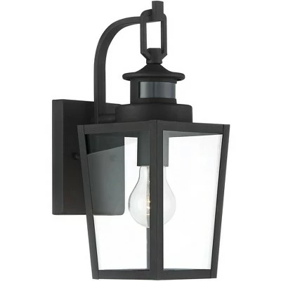Possini Euro Design Modern Outdoor Wall Light Fixture Textured Black 14" Clear Glass Motion Sensor Exterior House Porch Patio Deck 6 Possini Euro Design Modern Outdoor Wall Light Fixture Textured Black 14" Clear Glass Motion Sensor Exterior House Porch Patio Deck - Image 4