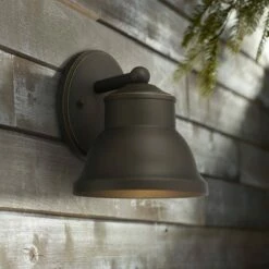 Franklin Iron Works Farmhouse Industrial Outdoor Wall Light Fixture Oil-Rubbed Bronze 9 1/4" Exterior House Porch Patio Outside