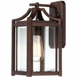 Franklin Iron Works Rustic Farmhouse Outdoor Wall Light Fixture Bronze 12 1/2" Clear Beveled Glass Panel for Exterior House Porch -Outdoor Lighting Sales Shop unnamed file 4037