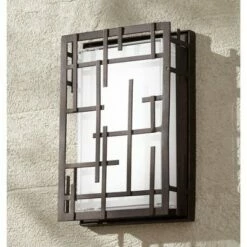 Possini Euro Design Modern Outdoor Wall Light Fixture Dimmable LED Bronze 9 1/4" White Cased Glass for Exterior House Porch Patio