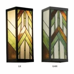 16.25" Stained Glass 1-Light Rectangular Mission Style Outdoor Light Wall Sconce - River of Goods -Outdoor Lighting Sales Shop unnamed file 4049