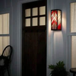 16.25" 1-Light Mission Style Rectangular Outdoor Stained Glass Wall Sconce Red - River of Goods -Outdoor Lighting Sales Shop unnamed file 4059