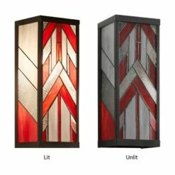16.25" 1-Light Mission Style Rectangular Outdoor Stained Glass Wall Sconce Red - River of Goods -Outdoor Lighting Sales Shop unnamed file 4060
