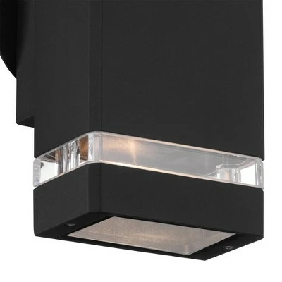 Possini Euro Design Possini Euro Modern Outdoor Wall Light Fixtures Set of 2 Black Aluminum 10 1/2" Clear Glass for Exterior House Porch Patio Outside 4 Possini Euro Design Possini Euro Modern Outdoor Wall Light Fixtures Set of 2 Black Aluminum 10 1/2" Clear Glass for Exterior House Porch Patio Outside - Image 2