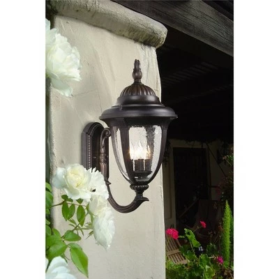 John Timberland Traditional Outdoor Wall Light Fixture Colonial Style Bronze 23 1/2" Seedy Glass for Exterior House Porch Patio 4 John Timberland Traditional Outdoor Wall Light Fixture Colonial Style Bronze 23 1/2" Seedy Glass for Exterior House Porch Patio - Image 2