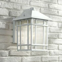 Kathy Ireland Sierra Craftsman 15" High White Outdoor Wall Light