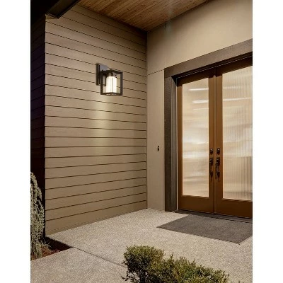 JONATHAN Y 6.75" LED Glass/Metal Outdoor Cube Bubble Sconce Black - Jonathan Y 2 JONATHAN Y 6.75" LED Glass/Metal Outdoor Cube Bubble Sconce Black - Jonathan Y