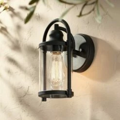 John Timberland Modern Industrial Outdoor Wall Lights Fixtures Set of 2 Black 10 1/4" Clear Glass for Exterior House Porch Patio -Outdoor Lighting Sales Shop unnamed file 4186