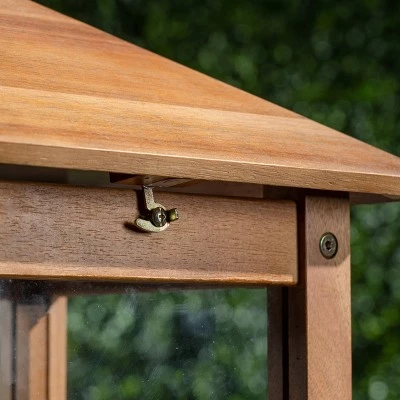 2pk Claudine 47" Standing Acacia Wood Candle Outdoor Lanterns Teak - Christopher Knight Home 4 2pk Claudine 47" Standing Acacia Wood Candle Outdoor Lanterns Teak - Christopher Knight Home - Image 2