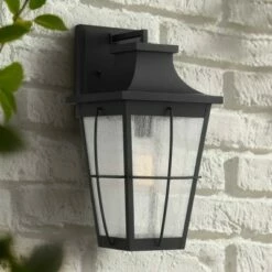 John Timberland Modern Outdoor Wall Light Fixture Matte Black 17 1/2" Clear Glass Exterior House Porch Patio Outside Deck Garage