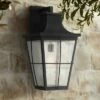John Timberland Modern Industrial Outdoor Wall Light Fixture Black Metal 23 1/4" Clear Seeded Glass for Exterior House Porch Patio -Outdoor Lighting Sales Shop unnamed file 4227