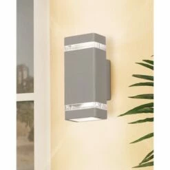 Possini Euro Design Modern Outdoor Wall Sconce Fixture Matte Silver 10 1/2" Clear Glass Up Down for Exterior House Porch Patio -Outdoor Lighting Sales Shop unnamed file 4241