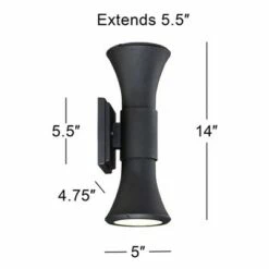 Possini Euro Design Modern Outdoor Wall Light Fixture LED Textured Black 2-Light 14" Sanded Glass Up Down for Exterior House Porch -Outdoor Lighting Sales Shop unnamed file 4245