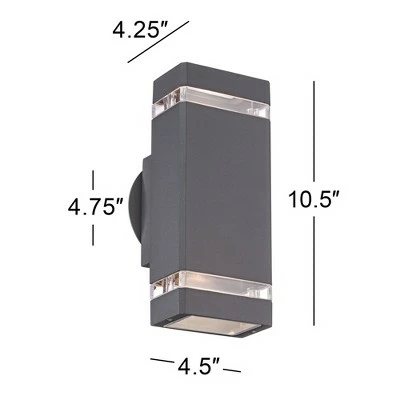 Possini Euro Design Modern Outdoor Wall Sconce Fixture Graphite Gray 10 1/2" Clear Glass Up Down for Exterior Patio Porch House 8 Possini Euro Design Modern Outdoor Wall Sconce Fixture Graphite Gray 10 1/2" Clear Glass Up Down for Exterior Patio Porch House - Image 6